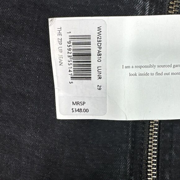 Frame The Zip Up Jean Women Size 29 Lunar Black Crop Stretch High Rise NWT - Picture 6 of 14